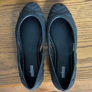 Melissa Black Knit Flats for Casual Comfort - used only once
